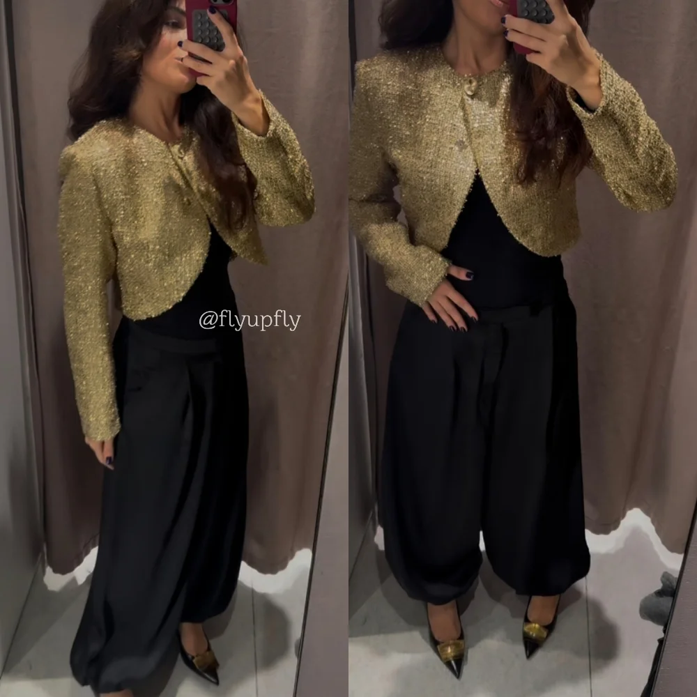 Zara BALLOON SATIN PANTS BLACK